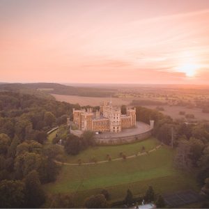 Belvoir Castle fine art print showing the castle during a colourful sunset