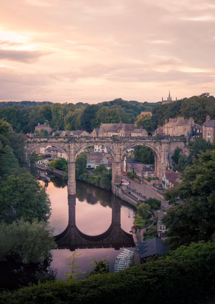 Knaresborough Viaduct Sunset Fine Art Print, capturing this iconic landmark in warm evening light