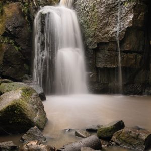 Lumsdale Waterfall Fine Art Print featuring the peaceful cascades of Lumsdale Valley in the Peak District.