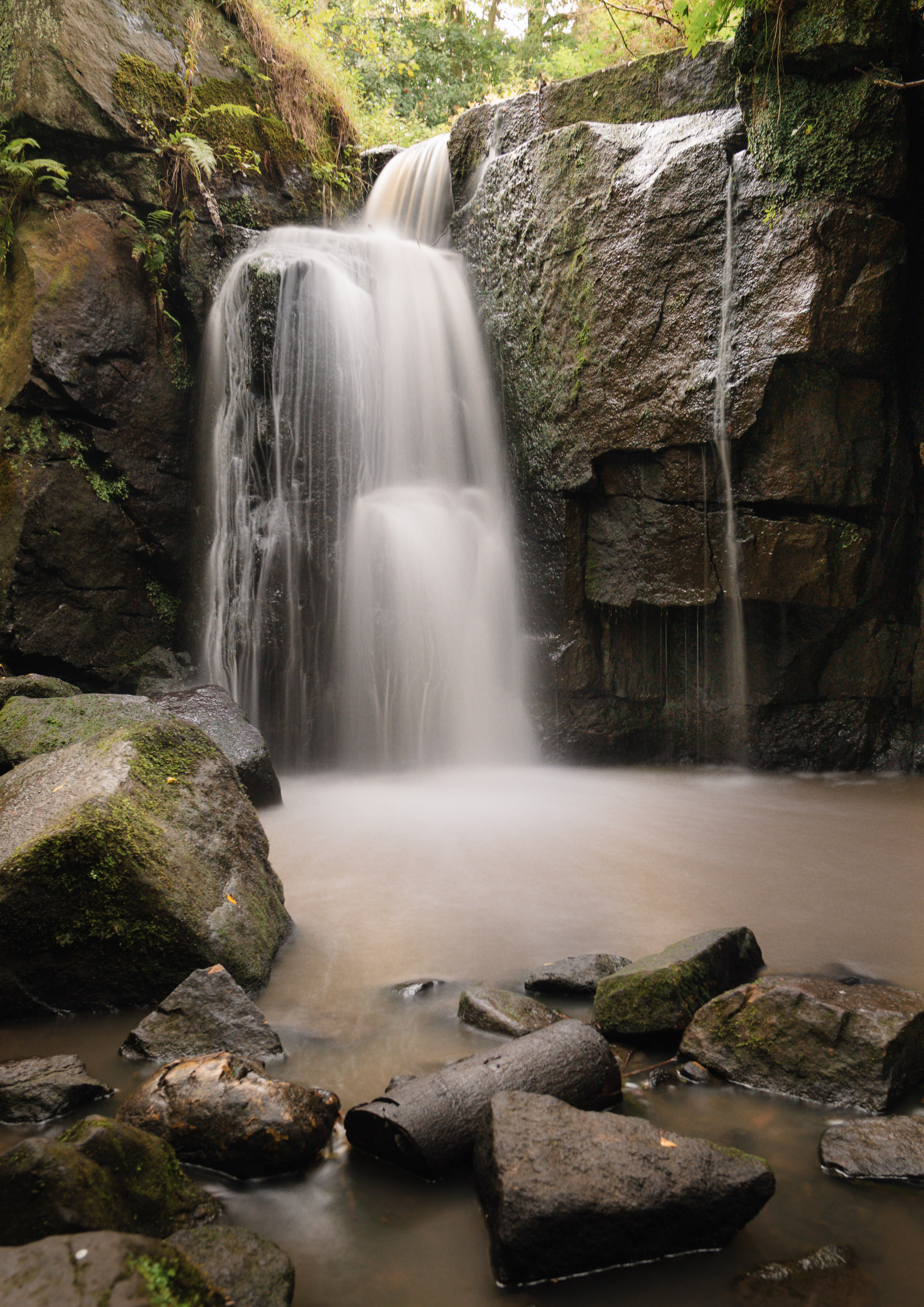 Lumsdale Waterfall Fine Art Print featuring the peaceful cascades of Lumsdale Valley in the Peak District.