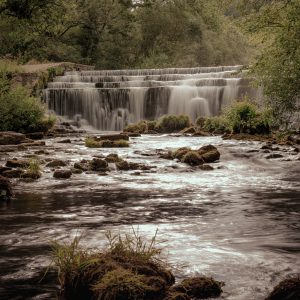 Monsal Dale Waterfall Print showing the calming cascades